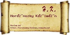 Horánszky Kálmán névjegykártya